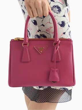 Pink/Berry Prada Galleria Double Zip Bag Saffiano Leather Small
